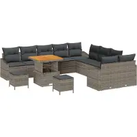vidaXL Tuinbank Set 13 st Grijs poly rattan