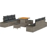 vidaXL Tuinbank Set 9 st Grijs poly rattan
