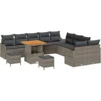 vidaXL Tuinbank Set 13 st 12-Aantal zitplaatsen Grijs