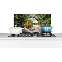 KitchenYeah Spatscherm keuken 70x30 cm - Kookplaat achterwand Bomen - Water - Doorkijk - Muurbeschermer - Spatwand fornuis - Hoogwaardig aluminium
