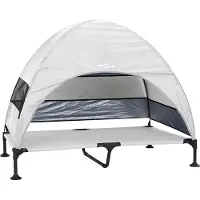 vidaXL Verheven Hondenbed Zilvergrijs 127 x 81 x 108 cm Stof en Staal