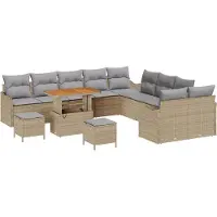 vidaXL Tuinbank Set 13 st 12-Aantal zitplaatsen Beige en Lichtgrijs