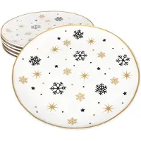 MamboCat Set van 6 Stars zwart en goud stoneware dinerborden voor 6 personen - 23108231