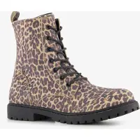 Blue Box meisjes veterboots met panterprint bruin maat 29