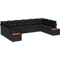 vidaXL Tuinbank Set 10 st 10-Aantal zitplaatsen Zwart Polyrattan