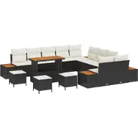 vidaXL Tuinbank Set 14 st 13-Aantal zitplaatsen Zwart Poly rattan