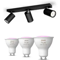 Philips Kosipo Opbouwspot 2-pack In Zwart + Gu10-lampen Met Gekleurd Licht