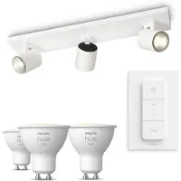 Philips Runner Opbouwspots 3-pack In Wit + Dimmer Switch + Gu10-lampen Met Wit Licht
