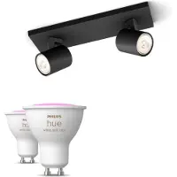 Philips Hue Myliving Runner 2-pack Opbouwspot Zwart + Gu10-lampen Met Gekleurd Licht