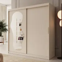 Meubella - Kledingkast Ulysses - Beige - 200 cm - Met spiegel