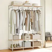 Songmics Open kledingkast – Met kledingroede – Naturel beige