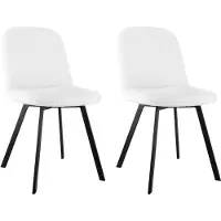 Merax Eetkamerstoelen Set van 2 - Teddy Fleece Stof - Beige Stoelen met Metalen Poten