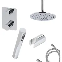 Mueller Round inbouw regendouche 2-wegs met staafhanddouche en plafondarm 15cm chroom