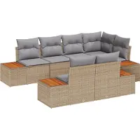 vidaXL Tuinbank Set 7 st 7-Aantal zitplaatsen Beige en Lichtgrijs