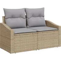 vidaXL Tuinbank Set 9 st 8-Aantal zitplaatsen Beige Poly rattan
