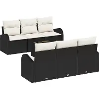 vidaXL Tuinbank Set 7 st 6-Aantal zitplaatsen Zwart en Crème