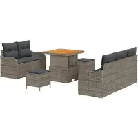 vidaXL Tuinbank Set 8 st 7-Aantal zitplaatsen Grijs