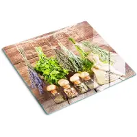 Tulup Glazen Snijplank - Groente Kruidenkoord Snijplank van Glas - 60 x 52 cm - UV Gelaagd Glas Serveerplank - Anti-Slip Snijplank - Dienblad - Snijplank Glas - Keukenbenodigdheden