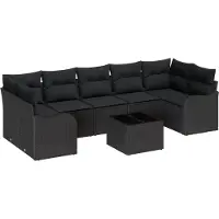 vidaXL Tuinbank Set 8 st 7-Aantal zitplaatsen Zwart