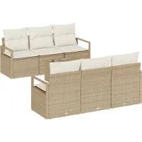 vidaXL Tuinbank Set 7 st 6-Aantal zitplaatsen Beige en Crème