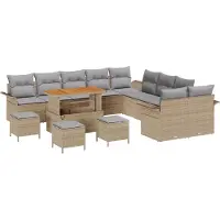 vidaXL Tuinbank Set 14 st 13-Aantal zitplaatsen Beige en Lichtgrijs