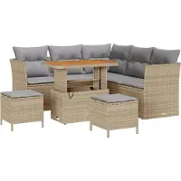 vidaXL Tuinbank Set 8 st 5-Aantal zitplaatsen Beige en Lichtgrijs
