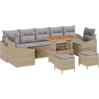 vidaXL Tuinset met 10 stuks, 9 zitplaatsen, beige, polyrotan