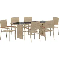 vidaXL Tuin Eettafel Set 7 st Beige poly rattan