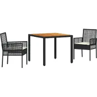 vidaXL Tuin Eettafel Set 3 st Zwart poly rattan