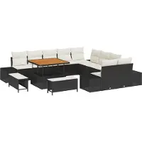 vidaXL Tuinbank Set 13 st 12-Aantal zitplaatsen Zwart Poly rattan