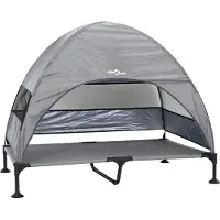vidaXL Verheven Hondenbed 127 x 81 x 108 cm Stof en Staal Lichtgrijs