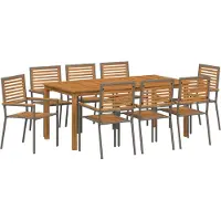 vidaXL Tuin Eettafel Set 9 st Grijs Massief Acacia Hout