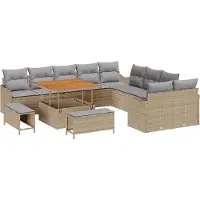 vidaXL Tuinbank Set 13 st 12-Aantal zitplaatsen Beige en Lichtgrijs