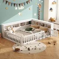 Merax Kajuitbed - 140x200cm - nachtkastje met opbergvak - leuning - met stopcontact en USB- zonder matras - wit