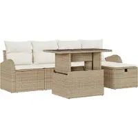 vidaXL Tuinbank Set 6 st Beige poly rattan