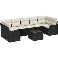 vidaXL Tuinbank Set 8 st 7-Aantal zitplaatsen Zwart en Crème