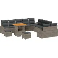 vidaXL Tuinbank Set 13 st 12-Aantal zitplaatsen Grijs