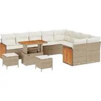 vidaXL Tuinbank Set 13 st 9-Aantal zitplaatsen Beige en Crème