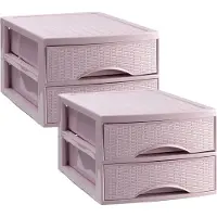 PlasticForte Ladekastje bureau organizer SORTED - 3x - 2 lades - roze - L26 x B35 x H19 cm - kunststof - organiseren
