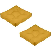 Stof Textile Vloerkussen XXL - 2x - okergeel - polyester - 60 x 60 x 12 cm - vierkant - Extra dik - extra zitplaatsen - spelen - gamen - relaxen