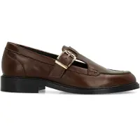 Manfield Donkerbruine leren loafers | Maat 38