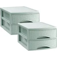 PlasticForte Ladekastje bureau organizer SORTED - 3x - 2 lades - groen - L26 x B35 x H19 cm - kunststof - organiseren