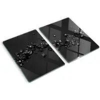 Tulup Glazen Snijplank - Zwart 3D-kubussen Serveerplank van glas - SET van 2 STUKS 40 x 52 cm - Dienblad-Serveerplanken van glas-Snijplanken Glas-Snijplanken van Glas-Keukengerei