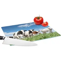 KitchenYeah Glazen Snijplank - 28x20 - Koeien - Platteland - Weiland - Natuur - Dieren - Snijplanken Glas
