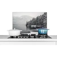 KitchenYeah Spatscherm keuken 60x40 cm - Kookplaat achterwand Water - Winter - Natuur - Dennenboom - Muurbeschermer - Spatwand fornuis - Hoogwaardig aluminium