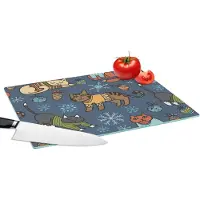 KitchenYeah Glazen Snijplank - 39x28 - Kat - Dieren - Kerst - Patroon - Snijplanken Glas
