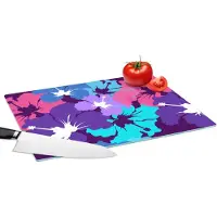 KitchenYeah Glazen Snijplank - 39x28 - Tropisch - Bloemen - Hawaii - Patroon - Snijplanken Glas