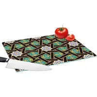 KitchenYeah Glazen Snijplank - 39x28 - Oriëntaal - Patroon - Arabisch - Sterren - Snijplanken Glas