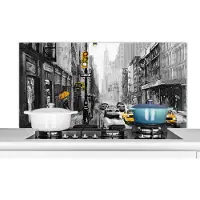 KitchenYeah Spatscherm keuken 120x60 cm - Kookplaat achterwand Schilderij - Olieverf - Stad - Auto - Muurbeschermer - Spatwand fornuis - Hoogwaardig aluminium