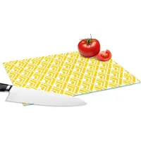 KitchenYeah Glazen Snijplank - 28x20 - Geometrie - Zomer - Diamant - Geel - Patroon - Snijplanken Glas